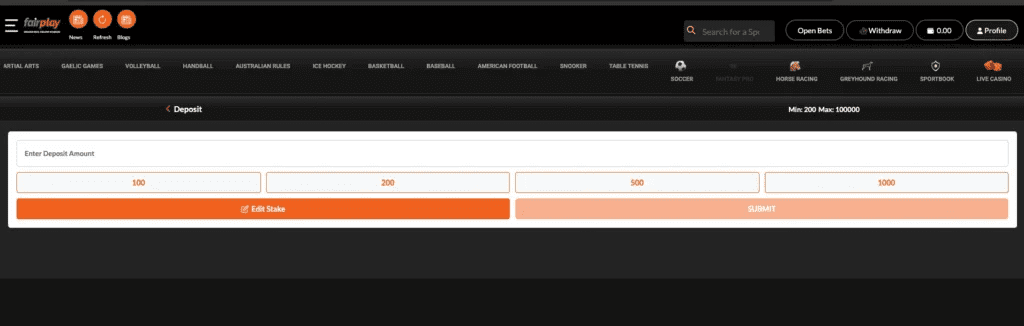 Fairplay Minimum Deposit